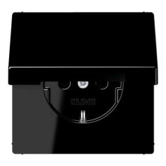 JUNGLS1520KLSW Kištukinis lizdas su įžeminimu ir dangteliu JUNG LS1520KLSW (juodas, 16A/250V) iš UAB SINTAS 2