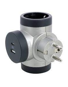 LEGRAND694524 Šakotuvas + USB A + USB C tipo jungtys su įžeminimu Legrand 694524 (2 vietų) iš UAB SINTAS 2