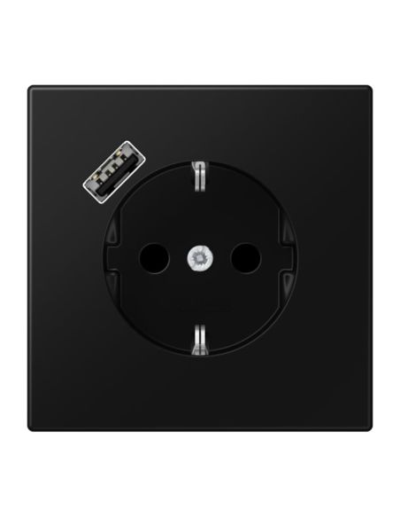 JUNGLS152018ASWM Kištukinis lizdas su USB JUNG LS1520-18ASWM (juodas, matinis, 16A/250V) iš UAB SINTAS