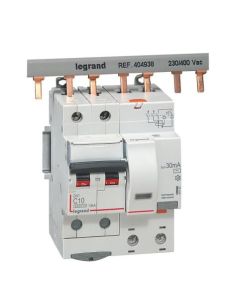 L411157 Srovės nuotekio relė su automatiniu jungikliu Legrand 411057 (C, 10A, 4P, 30mA, 230V) iš UAB SINTAS 2