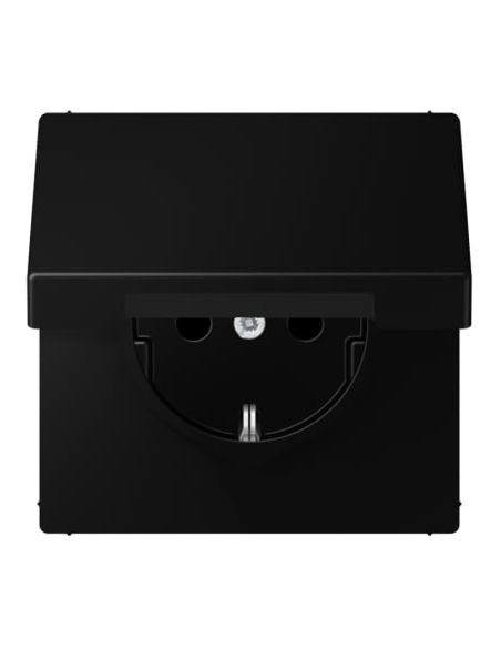 JUNGLS1520BFKLSWM Kištukinis lizdas su įžeminimu ir dangteliu JUNG LS1520BFKLSWM (juodas, matinis, 16A/250V) iš UAB SINTAS