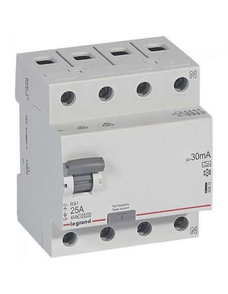 L402074 Srovės nuotekio relė su automatiniu jungikliu Legrand 402074 (A, 25A, 4P, 30mA, 400V) iš UAB SINTAS