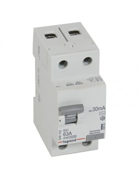 LRELE2P63A Srovės nuotekio relė RCD RX Legrand 402026 (AC, 63A, 2P, 30mA, 230V) iš UAB SINTAS