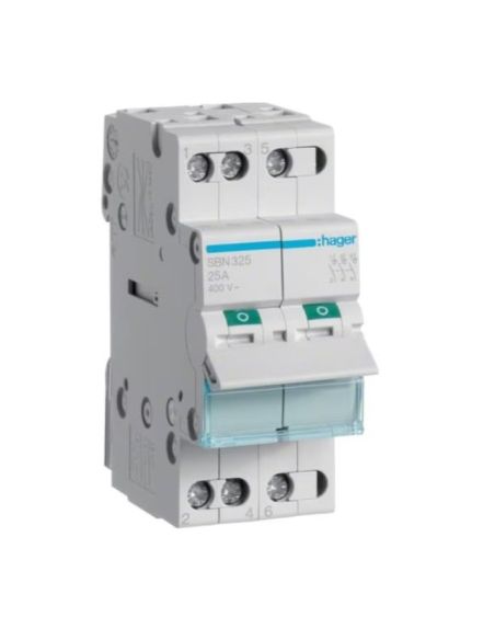 HSBN325 Modulinis jungiklis Hager SBN325 (2 mod, 25A, 3P) iš UAB SINTAS