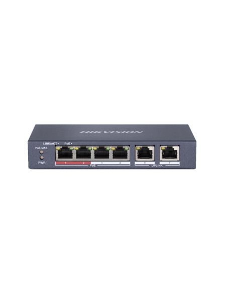 SWITCHDS3E0106PEM 6 prievadų, 4 PoE prievadų komutatorius Hikvision DS-3E0106P-E/M iš UAB SINTAS