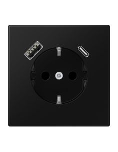 JUNGLS152015CASWM Kištukinis lizdas su USB+USB-C  JUNG LS1520-15CASWM (juodas, matinis, 16A/250V) iš UAB SINTAS 2