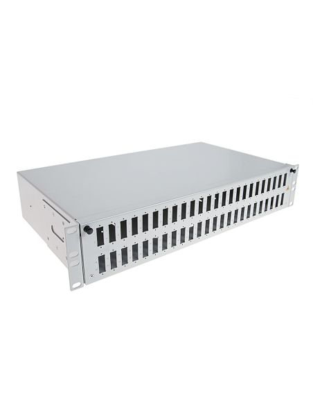 KPODF48SCSIMLCDUP Optinė komutacinė panelė 19" ODF 2U 48 SC simplex/ LC duplex priekinė panelė iš UAB SINTAS