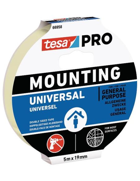VIZOTPROUNI5X19 Lipni dvipusė juosta vidaus darbams TESA PRO 5m x 19mm TESA 66958-00007-00 iš UAB SINTAS