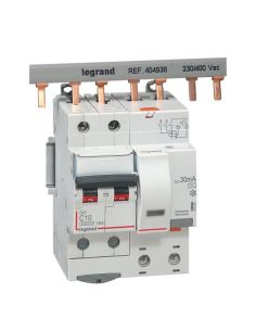 L411157 Srovės nuotekio relė su automatiniu jungikliu Legrand 411057 (C, 10A, 4P, 30mA, 230V) iš UAB SINTAS