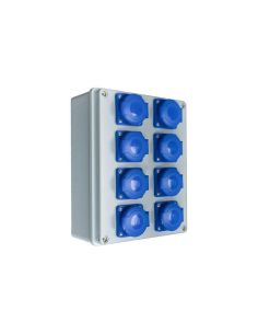 PAWBRBOXB1605S PawBol R-BOX B.1605-S plastikinis skydelis su kištukiniais lizdais (8x16A/250V) iš UAB SINTAS
