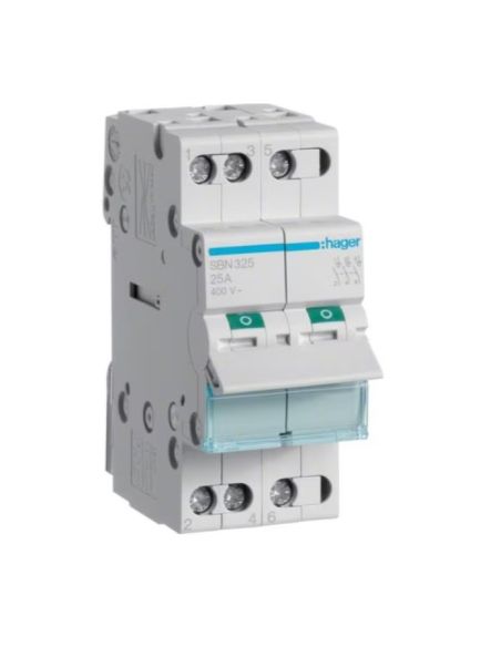 HSBN325 Modulinis jungiklis Hager SBN325 (2 mod, 25A, 3P) iš UAB SINTAS