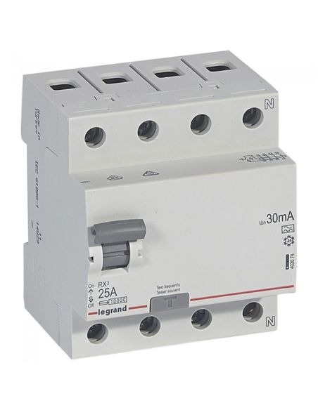 L402074 Srovės nuotekio relė su automatiniu jungikliu Legrand 402074 (A, 25A, 4P, 30mA, 400V) iš UAB SINTAS