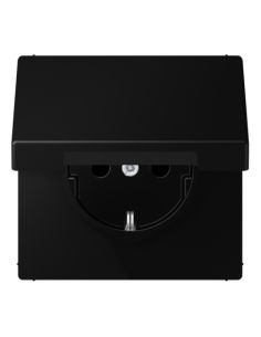 JUNGLS1520BFKLSWM Kištukinis lizdas su įžeminimu ir dangteliu JUNG LS1520BFKLSWM (juodas, matinis, 16A/250V) iš UAB SINTAS