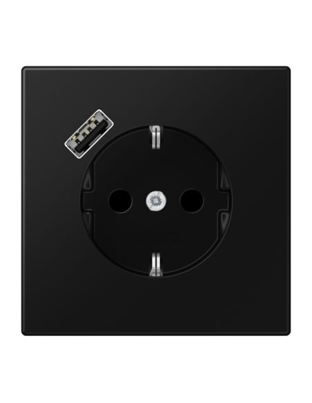 JUNGLS152018ASWM Kištukinis lizdas su USB JUNG LS1520-18ASWM (juodas, matinis, 16A/250V) iš UAB SINTAS