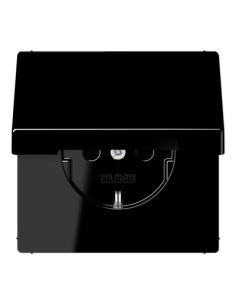 JUNGLS1520KLSW Kištukinis lizdas su įžeminimu ir dangteliu JUNG LS1520KLSW (juodas, 16A/250V) iš UAB SINTAS