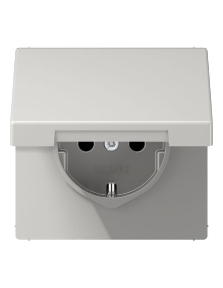 JUNGLS1520KLLG Kištukinis lizdas su įžeminimu ir dangteliu JUNG LS1520KLLG (pilkas, 16A/250V) iš UAB SINTAS