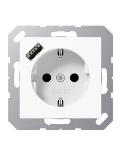 JAA152018AWW Kištukinis lizdas su USB A lizdu JUNG A1520-18AWW (baltas, 16A/250V) iš UAB SINTAS