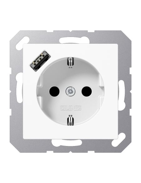 JAA152018AWW Kištukinis lizdas su USB A lizdu JUNG A1520-18AWW (baltas, 16A/250V) iš UAB SINTAS