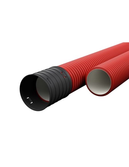 VGOFR32RECO Raudonas gofruotas vamzdis D32 / d31 su virve Ecopipe (be halogenų, 50m) iš UAB SINTAS