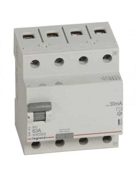 LRELE4P63A Srovės nuotekio relė RCD RX Legrand 402064 (AC, 63A, 4P, 30mA, 400V) iš UAB SINTAS