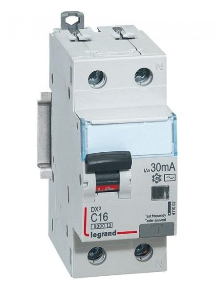 LAUTRELE1P16A Automatinis jungiklis su srovės nuotekio rėle Legrand 411002 (16A, 1P+N, 230V, 30mA, RCBO) iš UAB SINTAS