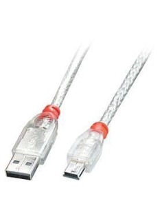 41781 CABLE USB2 A TO MINI-B 0.5M/TRANSPARENT 41781 LINDY iš UAB SINTAS