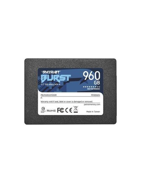 PBE960GS25SSDR SSD|PATRIOT|Burst Elite|960GB|SATA 3.0|3D NAND|Write speed 320 MBytes/sec|Read speed 450 MBytes/sec|2,5"|TBW 400 