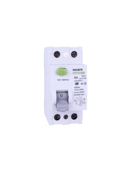 126970 Relė srovės nuotėkio RCCB 2P 25A 30mA AC-tipas Ex9L-N 2P 25A 30mA - NOARK iš UAB SINTAS