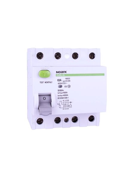 125578 Relė srovės nuotėkio RCCB 4P 25A 30mA AC-tipas Ex9L-N 4P 25A 30mA - NOARK iš UAB SINTAS