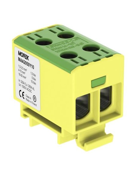 MORMAA2050Y10 Gnybtas OTL50-2 Morek MAA2050Y10 (Geltonai/Žalias, 2x1.5-50mm2, Al/Cu, 1000V) iš UAB SINTAS