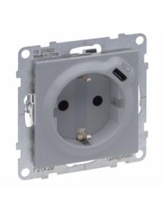 L721329 Kištukinis lizdas su įžem. + USB-C įkroviklio lizdu aliuminis Suno Legrand 721329 iš UAB SINTAS