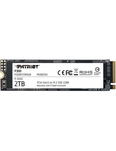 P300P2TBM28 SSD|PATRIOT|P300|2TB|M.2|PCIE|NVMe|QLC|Write speed 1650 MBytes/sec|Read speed 2100 MBytes/sec|3.8mm|TBW 960 TB|P300P