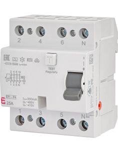 514595 Relė srovės nuotėkio RCCB 4P 40A 30mA AC-tipas EFI6-P4 AC 40/0.03 - ETI iš UAB SINTAS