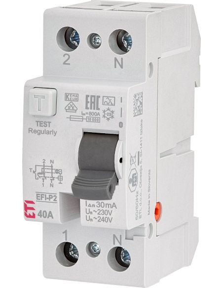 514593 Relė srovės nuotėkio RCCB 2P 40A 30mA AC-tipas EFI6-P2 AC 40/0.03 - ETI iš UAB SINTAS