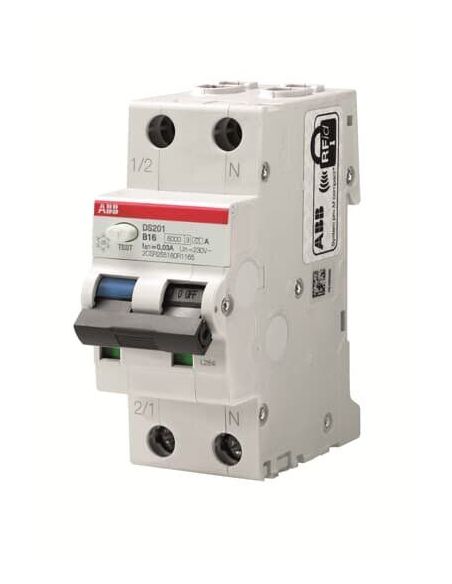512528 Relė srovės nuotėkio RCBO 2P 16A C 30mA su automatu AC-tipas DS201 C16 AC30 - ABB iš UAB SINTAS