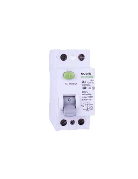 129554 Relė srovės nuotėkio RCCB 2P 40A 100mA AC-tipas Ex9L-N 2P 40A AC 100mA - NOARK iš UAB SINTAS