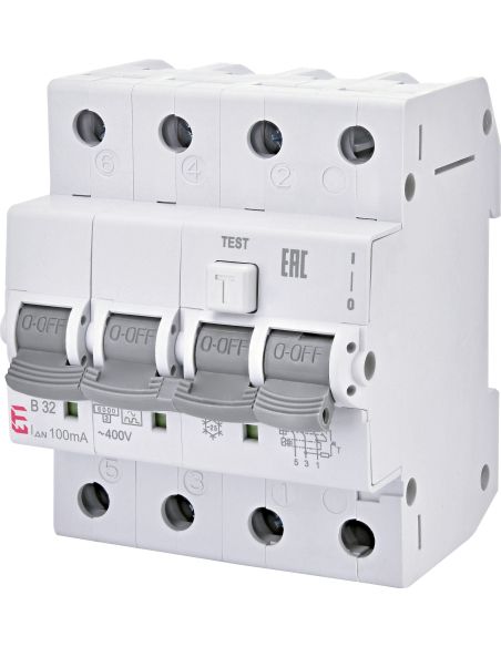 075413 Relė srovės nuotėkio RCBO 4P 25A C 30mA AC-tipas su automatu 6kA KZS-4M 3p+N AC C25/0.03 - ETI iš UAB SINTAS