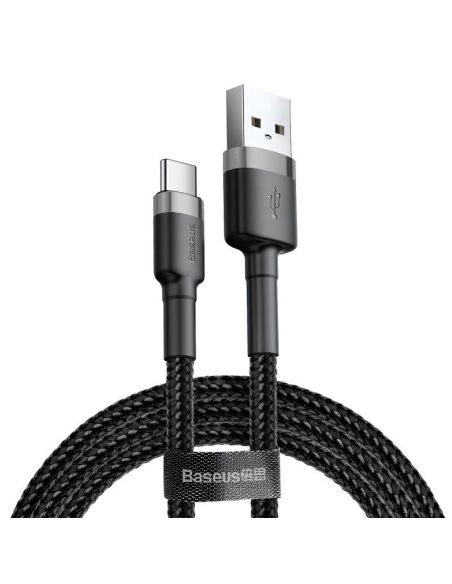 CATKLF-UG1 Kabelis USB A - USB C BASEUS CATKLF-UG1 (3.0m, QC3.0, nailoninis, pilkas/juodas) iš UAB SINTAS