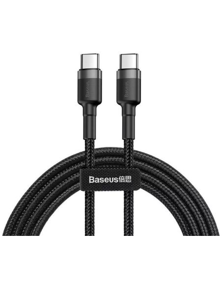 CATKLF-HG1 Kabelis USB C - USB C BASEUS CATKLF-HG1 (2.0m, QC3.0, nailoninis, pilkas/juodas) iš UAB SINTAS