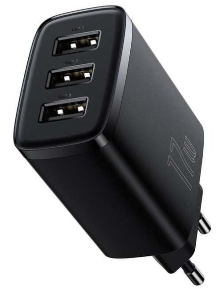 CCXJ020101 Sieninis įkroviklis BASEUS CCXJ020101 (17W, 3xUSB, 3.4A, juodas) iš UAB SINTAS