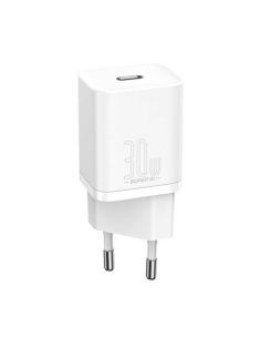 CCSUP-J02 Sieninis įkroviklis BASEUS CCSUP-J02 (Super Si, 30W, USB-C, QC3.0, PD, baltas) iš UAB SINTAS