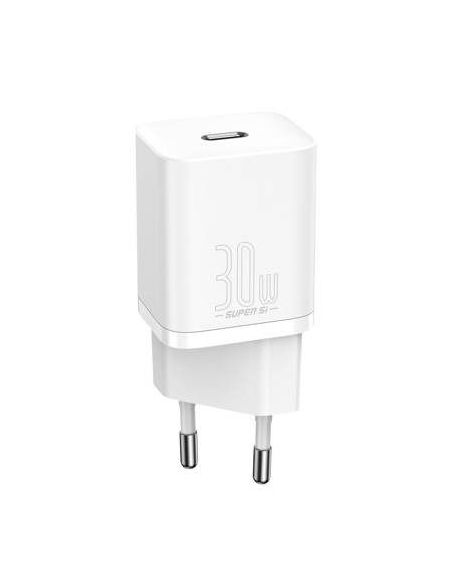 CCSUP-J02 Sieninis įkroviklis BASEUS CCSUP-J02 (Super Si, 30W, USB-C, QC3.0, PD, baltas) iš UAB SINTAS