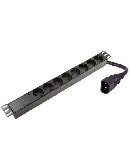 ESPAL220V8IEC320C14BE Maitinimo panelė spintai 19" (8x220V Schuko, įeinanti jungtis C14, plastikinis korpusas, 2m kabelis) iš UA