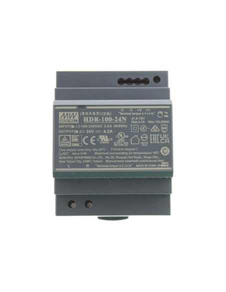 MWHDR10024N Impulsinis maitinimo šaltinis 24V 100W 4.2A, tvirtinamas ant DIN bėgio, MEAN WELL, HDR-100-24N iš UAB SINTAS