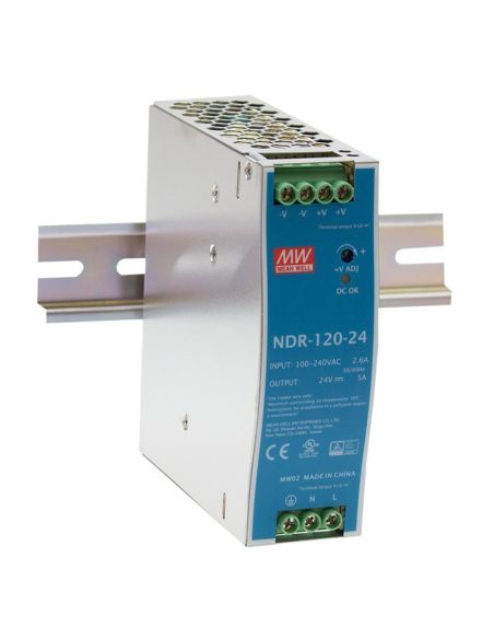 MB524VDINMEANWELL Impulsinis maitinimo šaltinis 24V 120W 5A, tvirtinamas ant DIN bėgio, MEAN WELL, NDR-120-24 iš UAB SINTAS