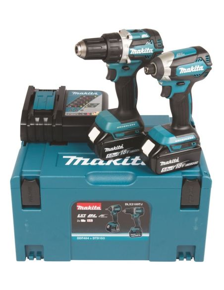 MDLX2189TJ Akumuliatorinių įrankių 18V komplektas (DDF484 + DTD153) 5Ah Makita MDLX2189TJ iš UAB SINTAS