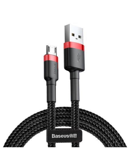 ➤ Kabelis USB A - micro USB BASEUS CAMKLF-B91 (1.0m, QC3.0, nailoninis, raudonas/juodas)