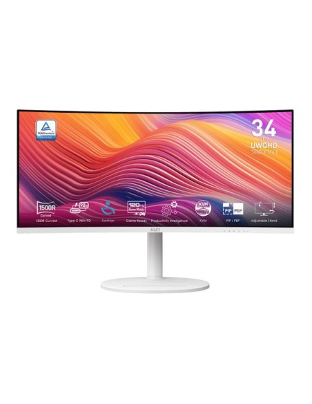LCD Monitor|MSI|MODERN MD342CQPW|34"|Business/Curved/21 : 9|Swivel|Pivot|Height adjustable|Tilt|Matte|Panel VA|3440x1440|21:9|12