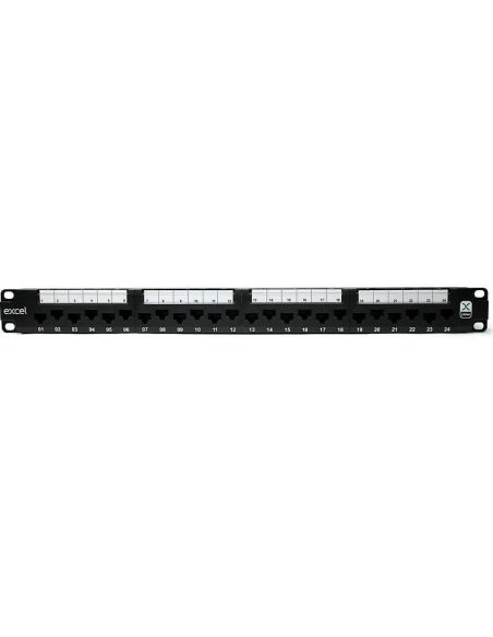 ➤ Komutacinė panelė 19'' 1U, EXCEL 100-155 (FTP, 6 kat., 24 portų, neekranuota, juoda)