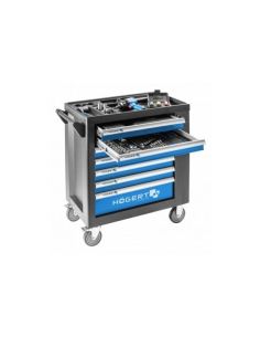 ➤ Įrankių vežimėlis HOGERT HT7G049 su ratukais (7 stalčiai, šoninės durelės, be įrankių)